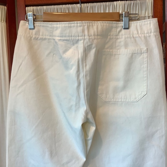 Leo & Sage Womens White Cotton Ankle Pants Wide Leg Fringe Pockets Size 8 NWT - Picture 6 of 8